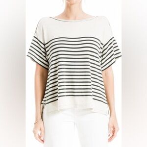 Max Studio Striped Beige and Black Women's Top